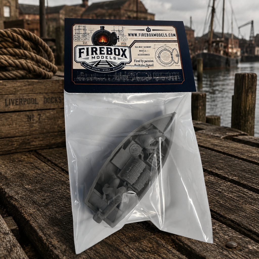 Canal Tender Work Boat Dinghy -  Scale Model | OO HO TT N O Gauge | Firebox Models