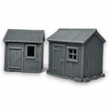 A pair of HO and OO Scale model garden shed models