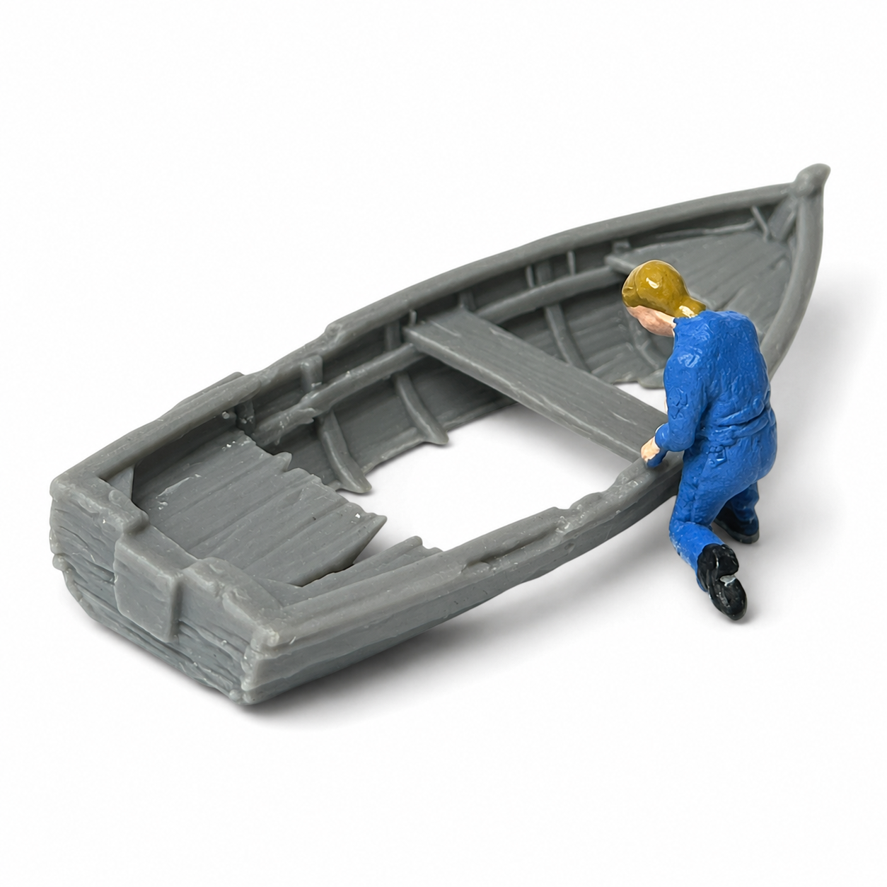 Sunken Wooden Boat Dinghy Scale Model | OO HO N O Gauge | Firebox Models