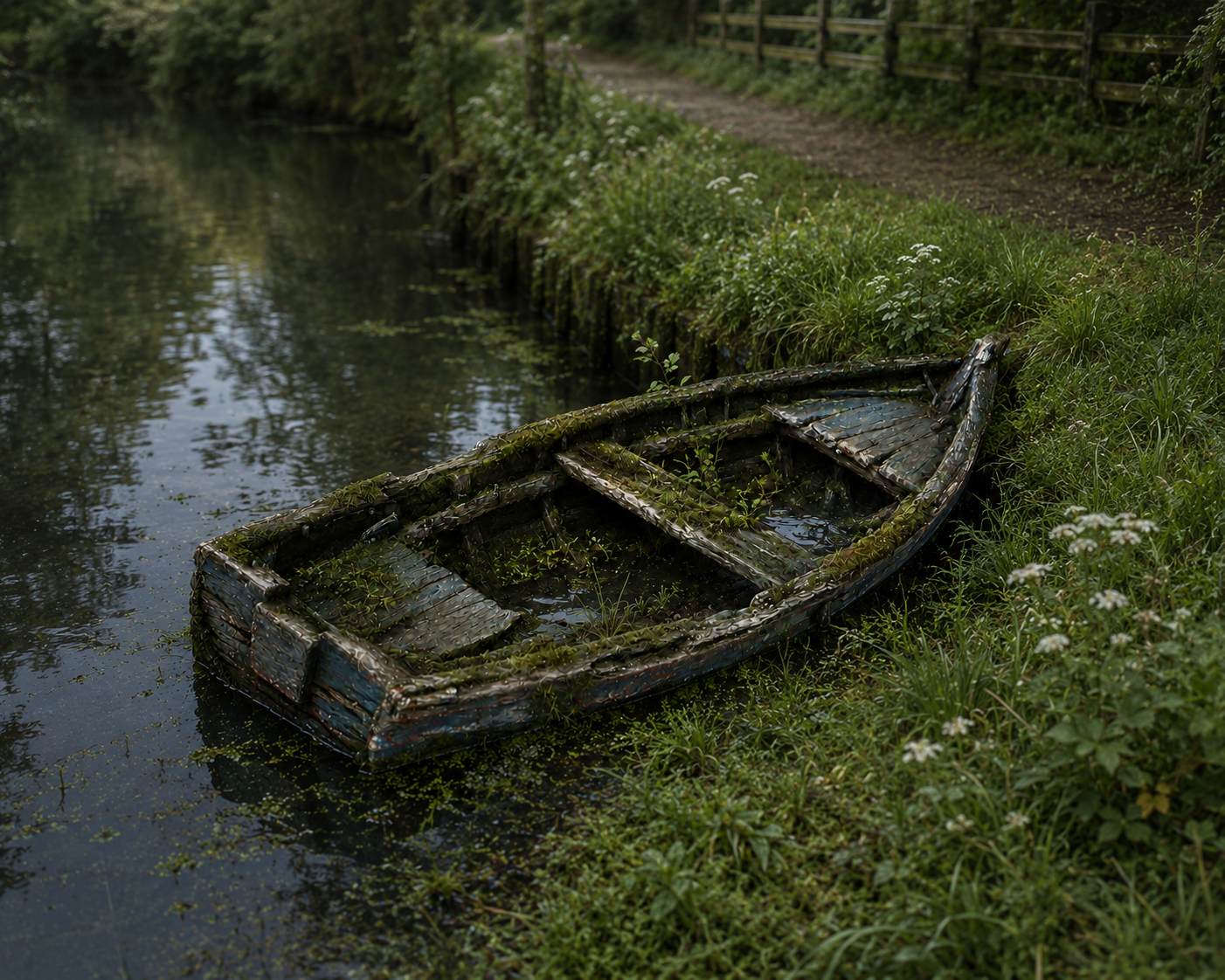 Sunken Wooden Boat Dinghy Scale Model | OO HO N O Gauge | Firebox Models